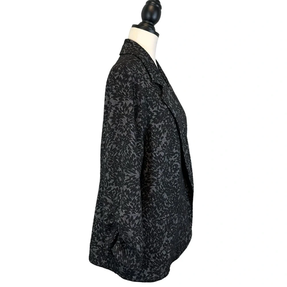 GNW Black Gray Jacket Open Front 3/4 Ruched Sleeve Size XL B34#56